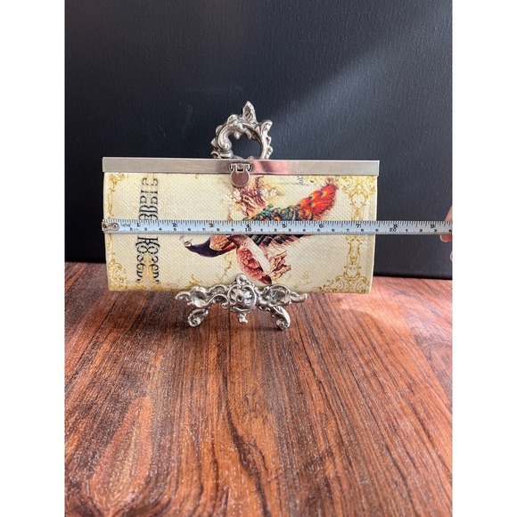 Heirloom Reserve Peacock Clutch Evening Bag Floral Tapestry Small Purse - Picture 3 of 11